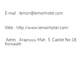 Lemon Hotel Konyaalt iletiim bilgileri